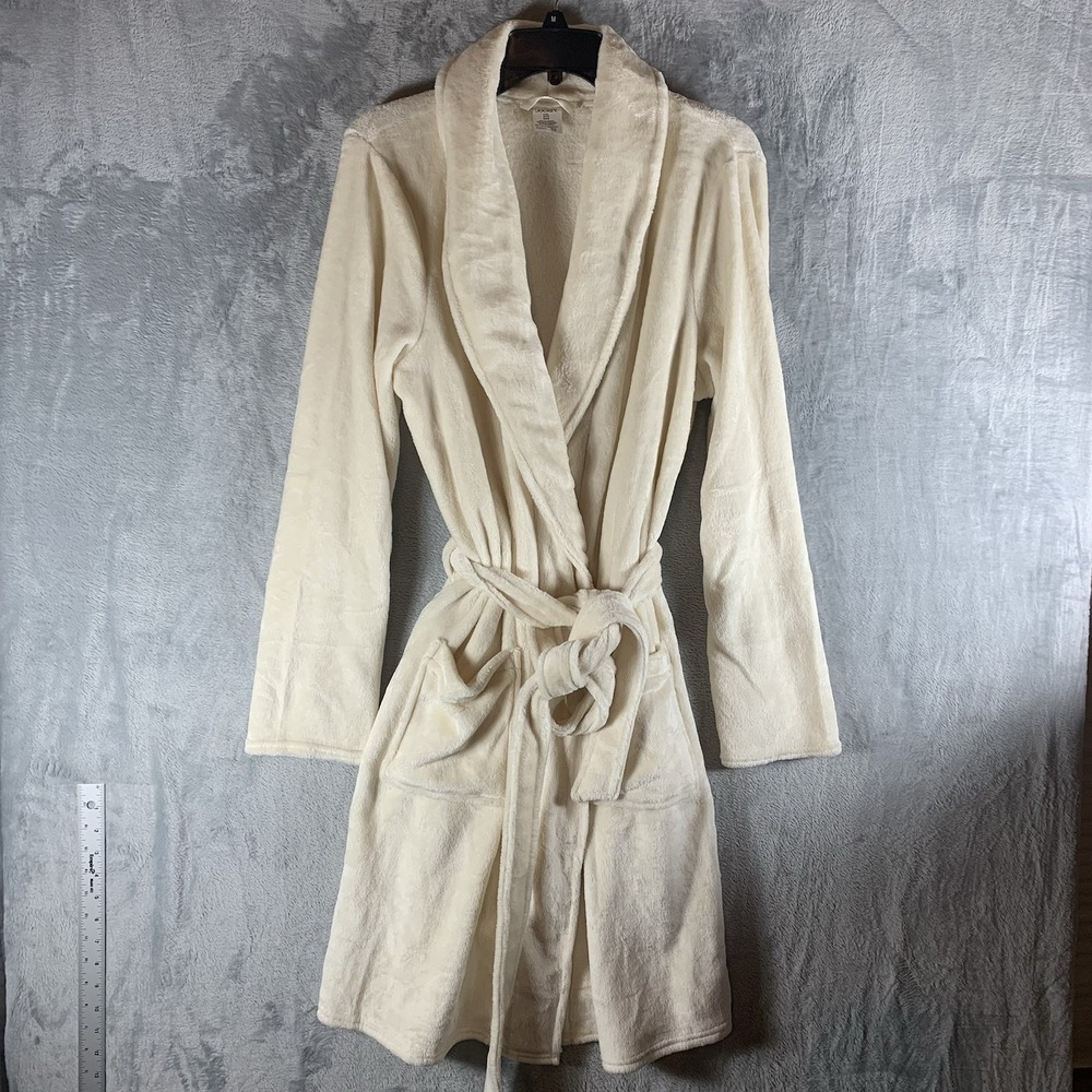 Jockey‎ Women's Bath Robe L / XL Cream Ivory Tie Waist Belt Full Length